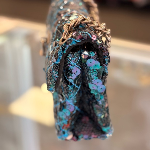 Pre Owned Kurt Geiger Blue and Pink Sequin Shoulder Bag - Picture 8 of 9